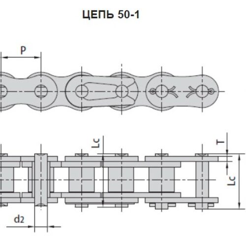 Цепь ролик одноряд 50-1 (t=15,875 имп техника) (5 м) (DONGHUA)