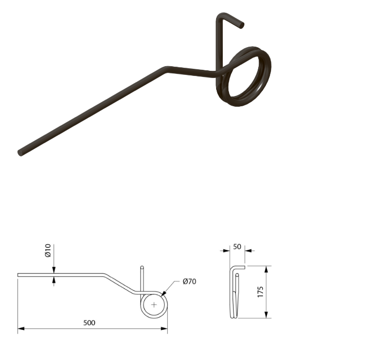 Зуб пружинный КШУ левый РЗЗ.КПЦ.00.601-01 (КЦД) (культиватор КШУ Грязи)