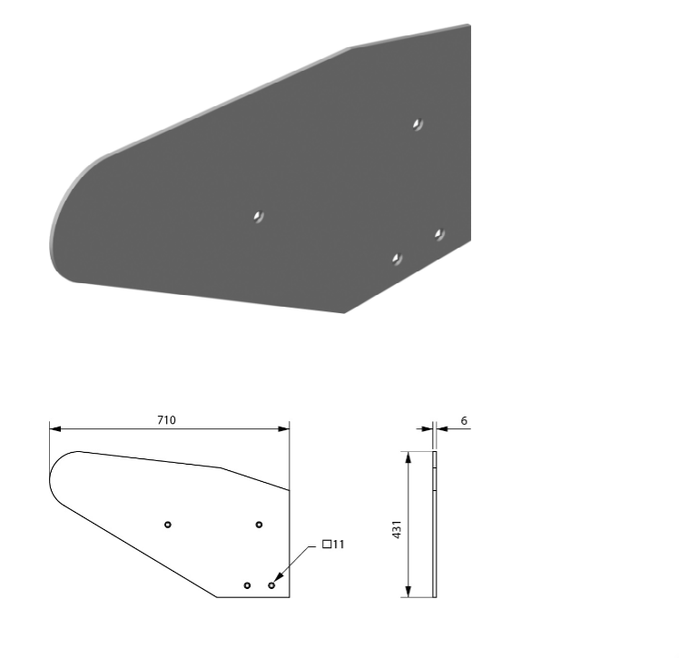 Крыло отвала РЗЗ ПЛЕ.21.411 (ПЛН-3-35, ПЛН-4-35, ПЛН-5-35, ПЛН-8-35) Алмаз