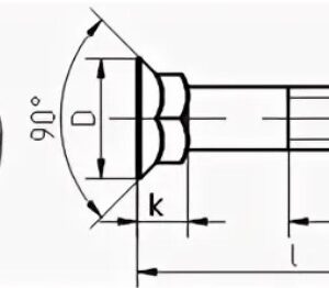 Болт потай головк квадрат подголов М10х35 DIN608 + ГАЙКА DIN934 к.п. 12.9
